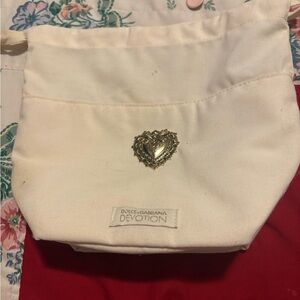 Dolce & Gabbana Cream Cosmetic Bag with Heart Emblem